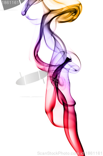 Image of Abstract colorful fume shape on white