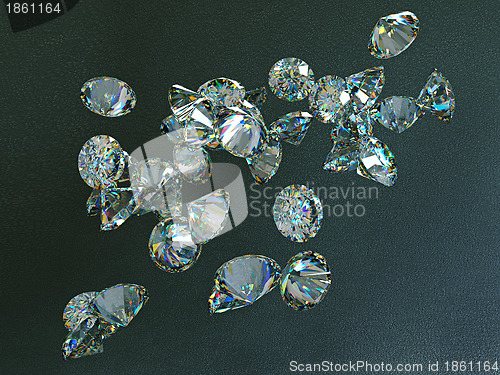 Image of Large diamonds flow over leather background