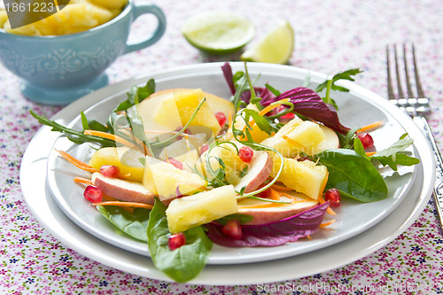 Image of Pineapple with pomegranate and spinach salad
