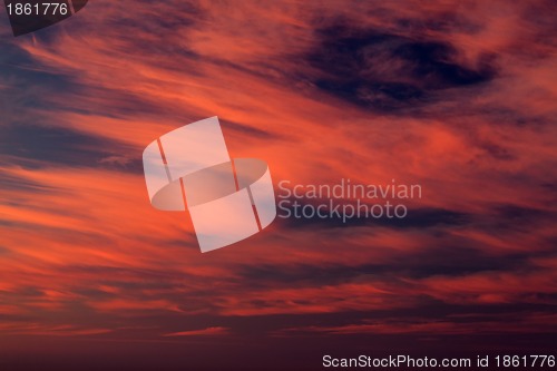 Image of Fiery sunrise over the sea