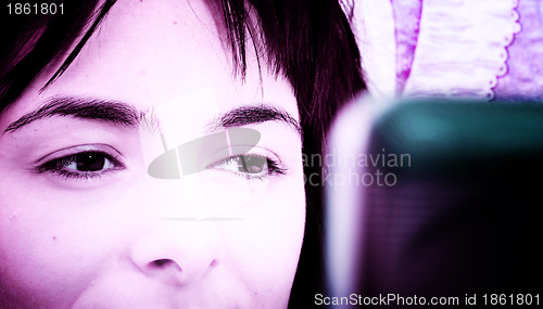 Image of Young woman with laptop 