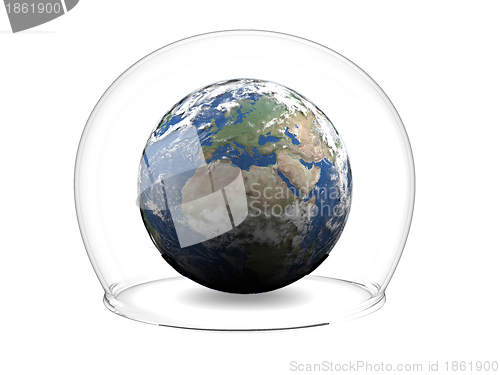 Image of Earth inside glass bowl