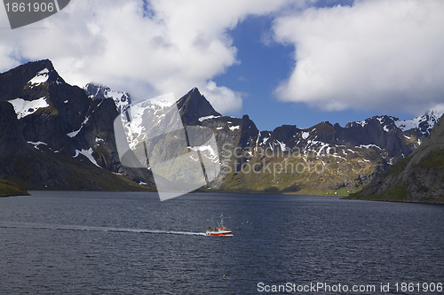 Image of Fishing boat in fjord