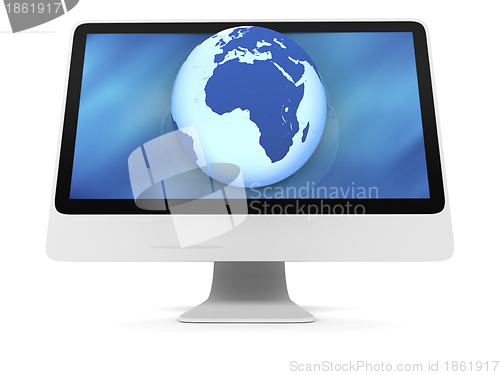 Image of Blue Earth on computer screen