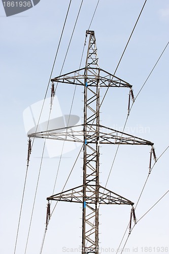 Image of Electrical powerlines against a background of the sky 