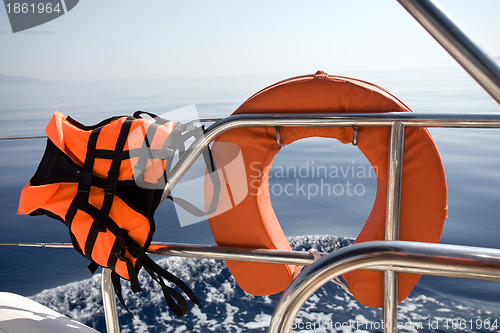 Image of life buoy and life jacket