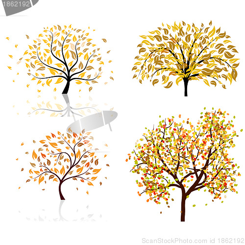 Image of Set of four autumn tree