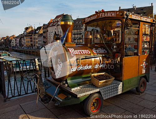 Image of Retro Style Car Selling Fried Chestnuts