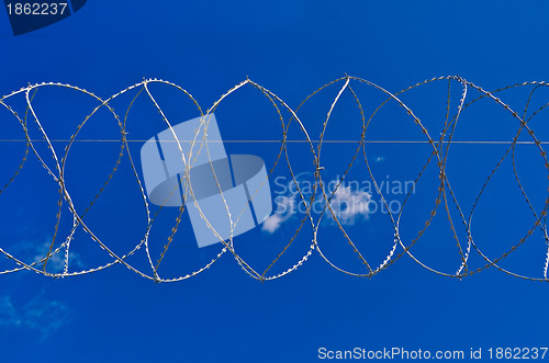 Image of Barbed wire against the sky