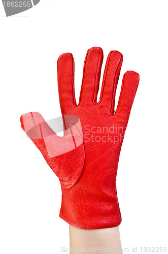 Image of Glove red on his hand