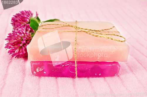 Image of Soap homemade with pink clover