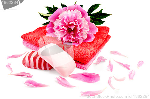 Image of Soap with a towel and a pion