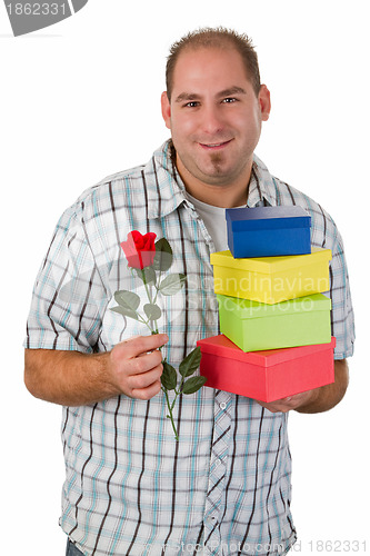 Image of Man with gifts and rose