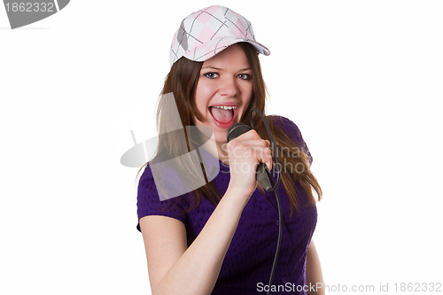 Image of Woman with cap singing