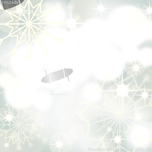 Image of Christmas background with white snowflakes and fireworks, EPS10