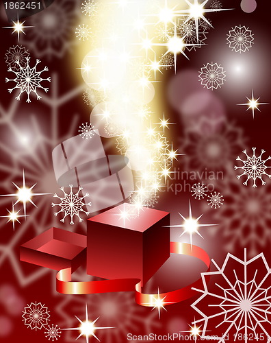 Image of Christmas background with magic open gift box , eps10 