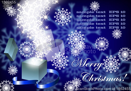 Image of Christmas background with magic open gift box , eps10 