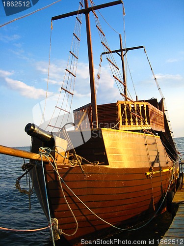 Image of Wooden schooner on the sea