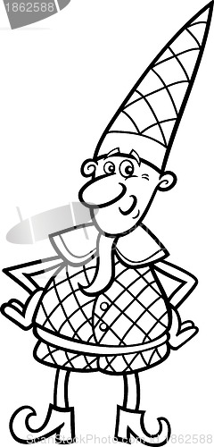 Image of christmas elf for coloring book