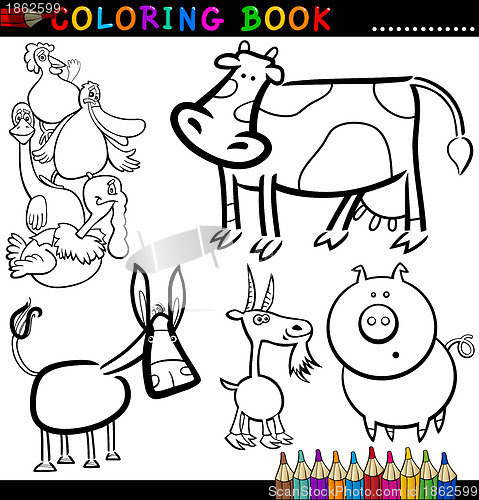 Image of Farm Animals for Coloring Book or Page