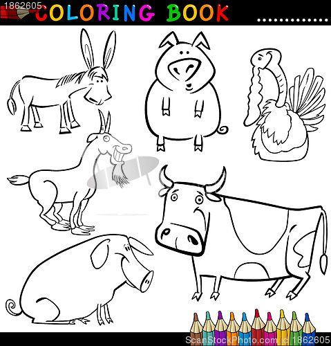 Image of Farm Animals for Coloring Book or Page