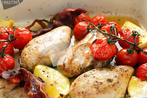 Image of Baked chicken lemon and tomatoes