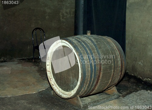 Image of Old wine barrels, wine cellar