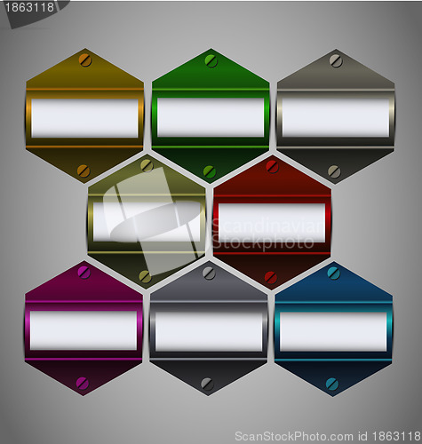 Image of Vector metallic stickers collection with empty text 