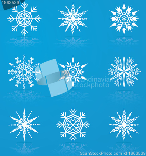 Image of Set of vector snowflakes