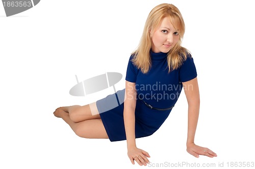 Image of Attractive girl on floor