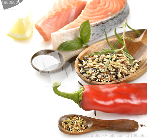 Image of Slice Of Salmon And Wild Rice