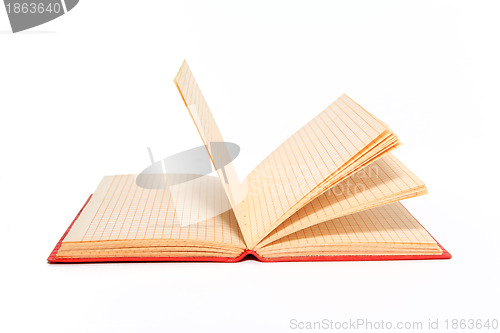 Image of red note pad on white background