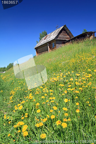 Image of rural house on small hill