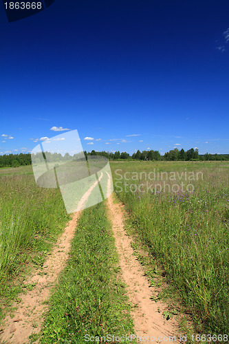 Image of sandy road on summer field