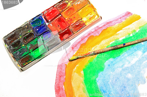 Image of oil paints on white background