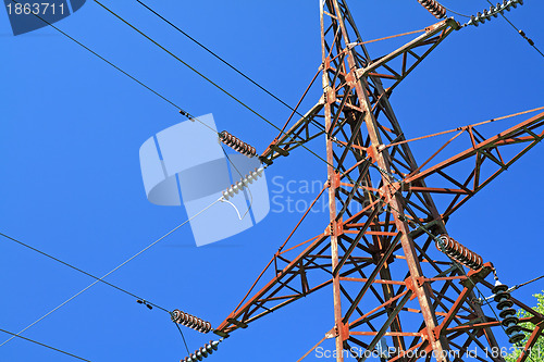 Image of electric pole on blue background