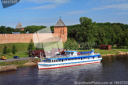 Image of motor ship on pier 