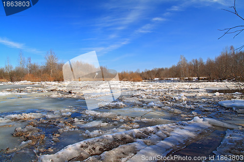 Image of autumn ice on small river 