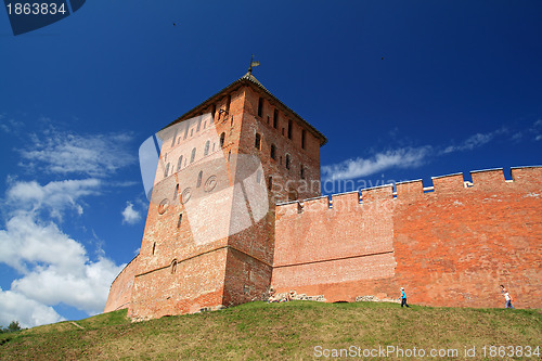 Image of aging fortress amongst green herb 