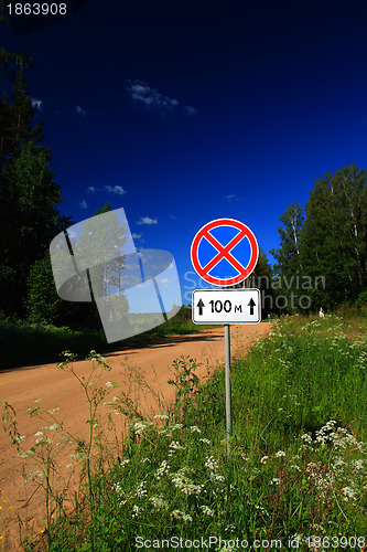 Image of traffic sign on rural road