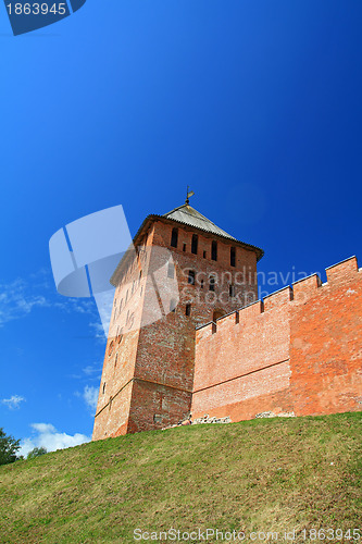 Image of aging fortress amongst green herb 