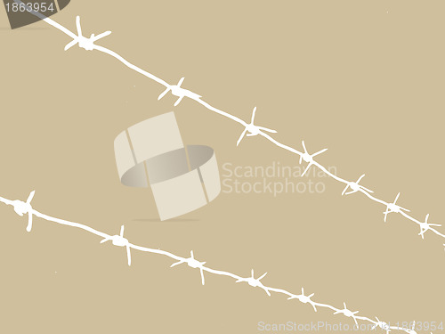 Image of barbed wire on brown background