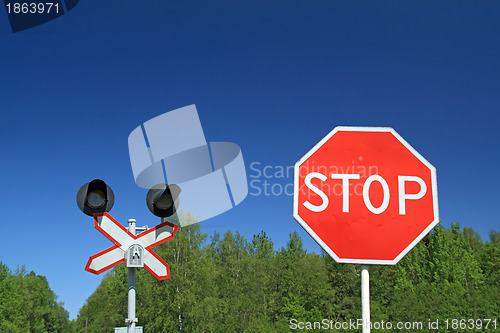 Image of traffic sign on railway stations