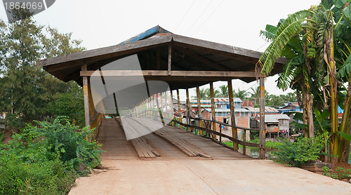 Image of Old wooden bridge in Cambodia