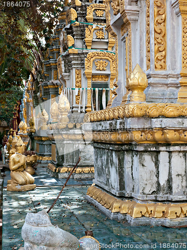 Image of Tombstones at temple in Cambodia