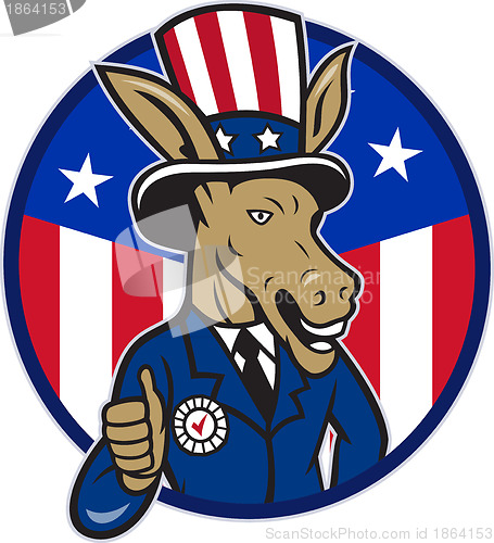 Image of Democrat Donkey Mascot Thumbs Up Flag