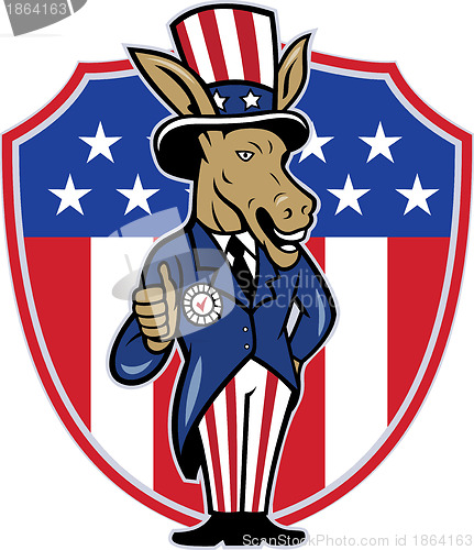 Image of Democrat Donkey Mascot Thumbs Up Flag