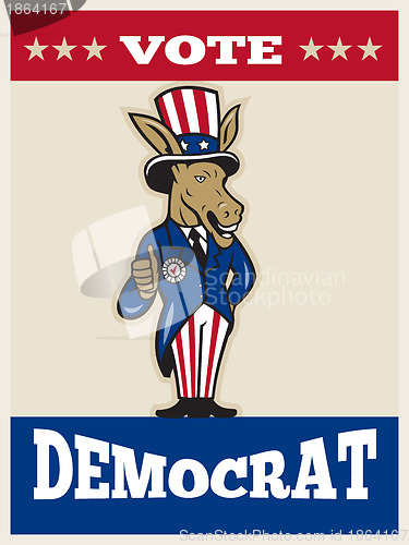 Image of Democrat Donkey Mascot Thumbs Up Flag