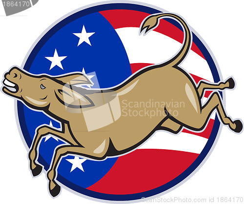 Image of Democrat Donkey Mascot American Flag