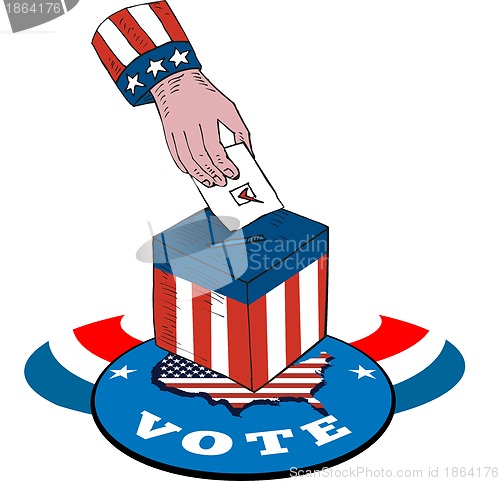 Image of American Election Voting Ballot Box Retro